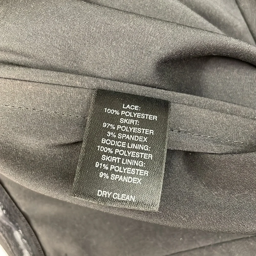 WHBM Black Strapless Dress Satin Lace Sz 0 - Picture 4 of 5